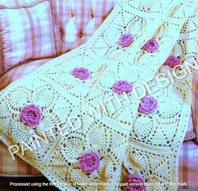 Roses and Pineapples Afghan Blanket Crochet Pattern