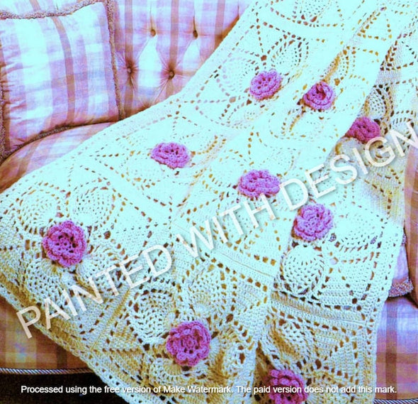 Roses and Pineapples Afghan Blanket Crochet Pattern