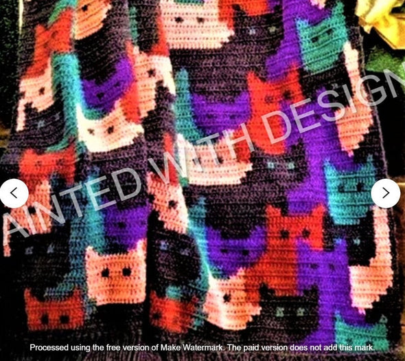 Cat Afghan Blanket Throw Bedspread Crochet Pattern