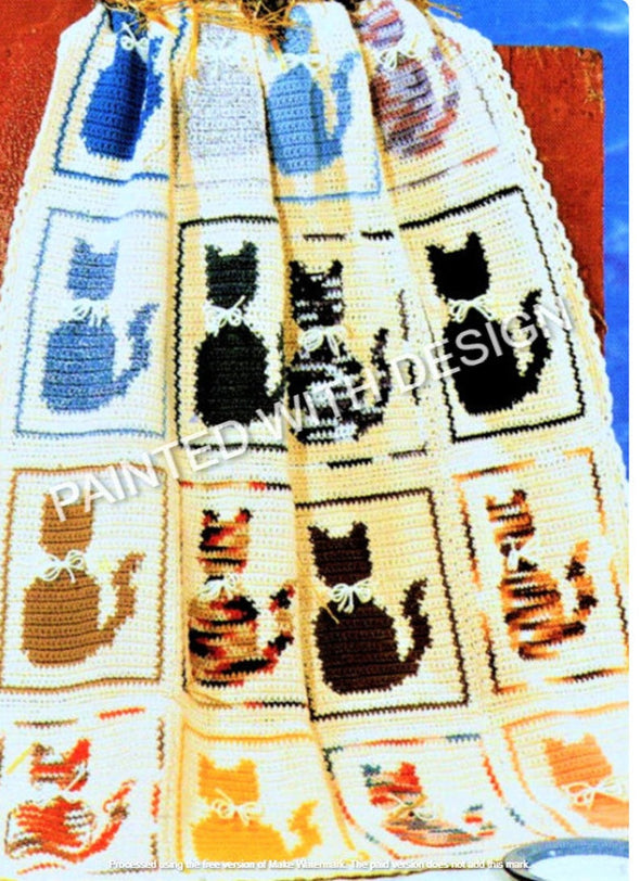 Cat Afghan Blanket Throw Bedspread Crochet Pattern