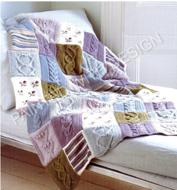 Patchwork Throw Afghan Blanket Bedspread Crochet Pattern