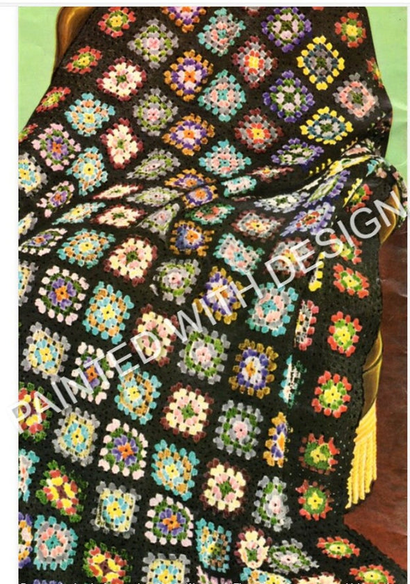 Granny Square Afghan Blanket Throw Crochet Pattern